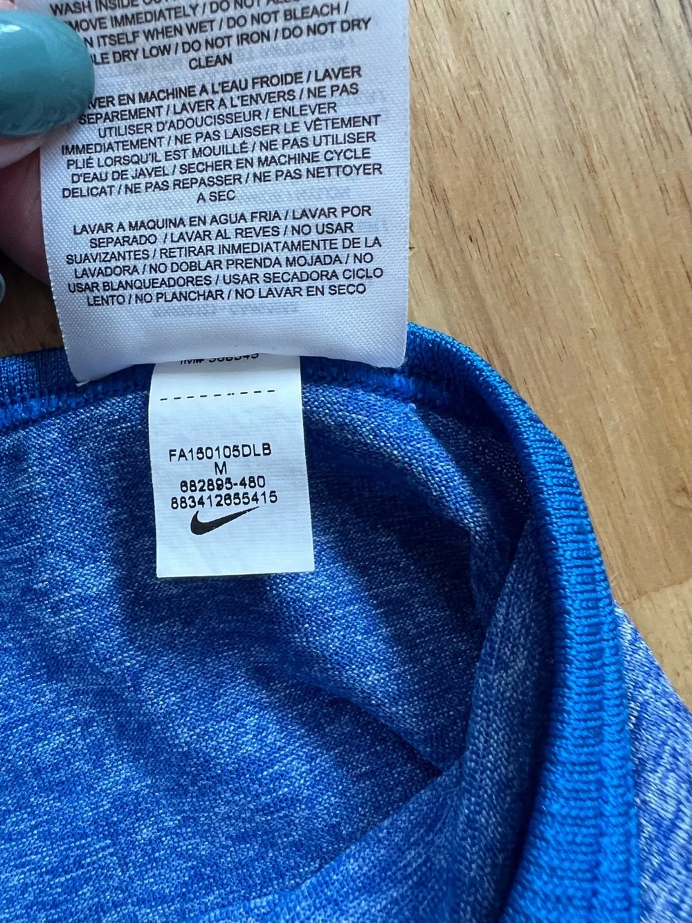 Nike Dri-FIT Racerback Tank Top Blue Neon Stripe Athletic Workout Women’s Medium